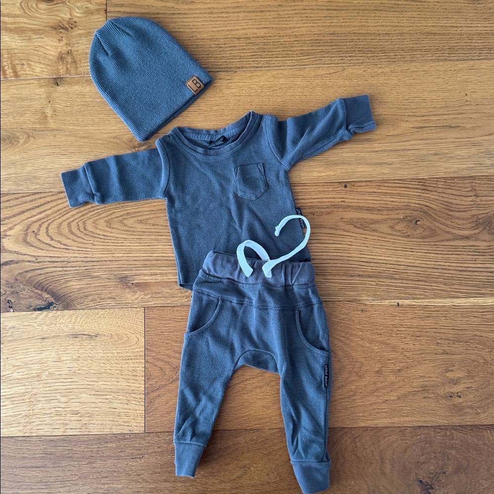 Little Bipsy - Dark Blue - Waffle Set - 3-6 Months